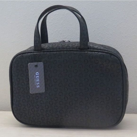 Guess E8172966 Unisex Black "G" Embossed Bisbee Travel Dual Handle Cosmetic Bag - Picture 2 of 9